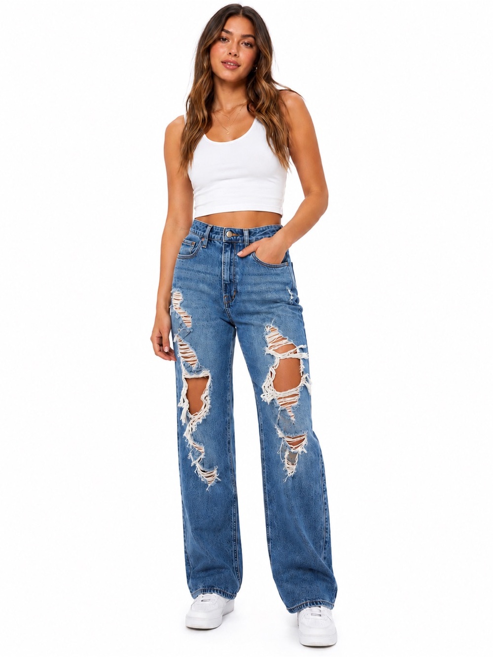 Hollister Distressed Light Blue Ultra High-Rise Dad Wide-Leg Jeans